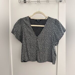 Madewell Micro Daisy Flutter Sleeve Crop Top XS